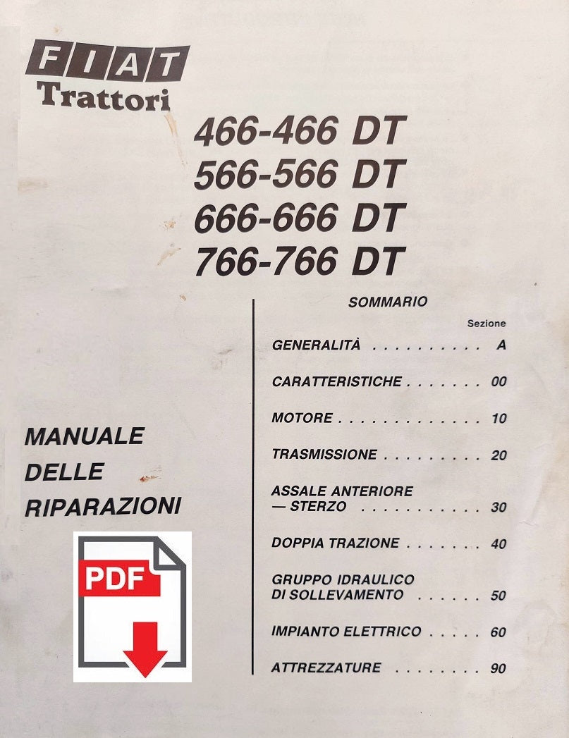 FIAT 466 566 666 766 DT Fiatagri Manuale officina istruzioni per riparazioni trattore assistenza ITALIANO