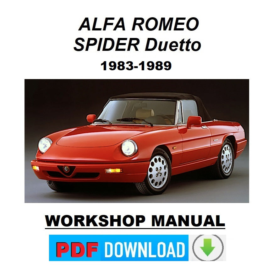 ALFA ROMEO SPIDER DUETTO 1983-1989 Workshop service manual repair instructions ENGLISH