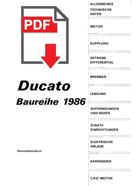 FIAT DUCATO 280 (1986-1993) Werkstatthandbuch Workshop service manual GERMAN