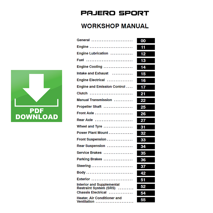 Mitsubishi PAJERO Sport (1998-2007) Manuale officina istruzioni riparazione assistenza Workshop service manual repair instructions