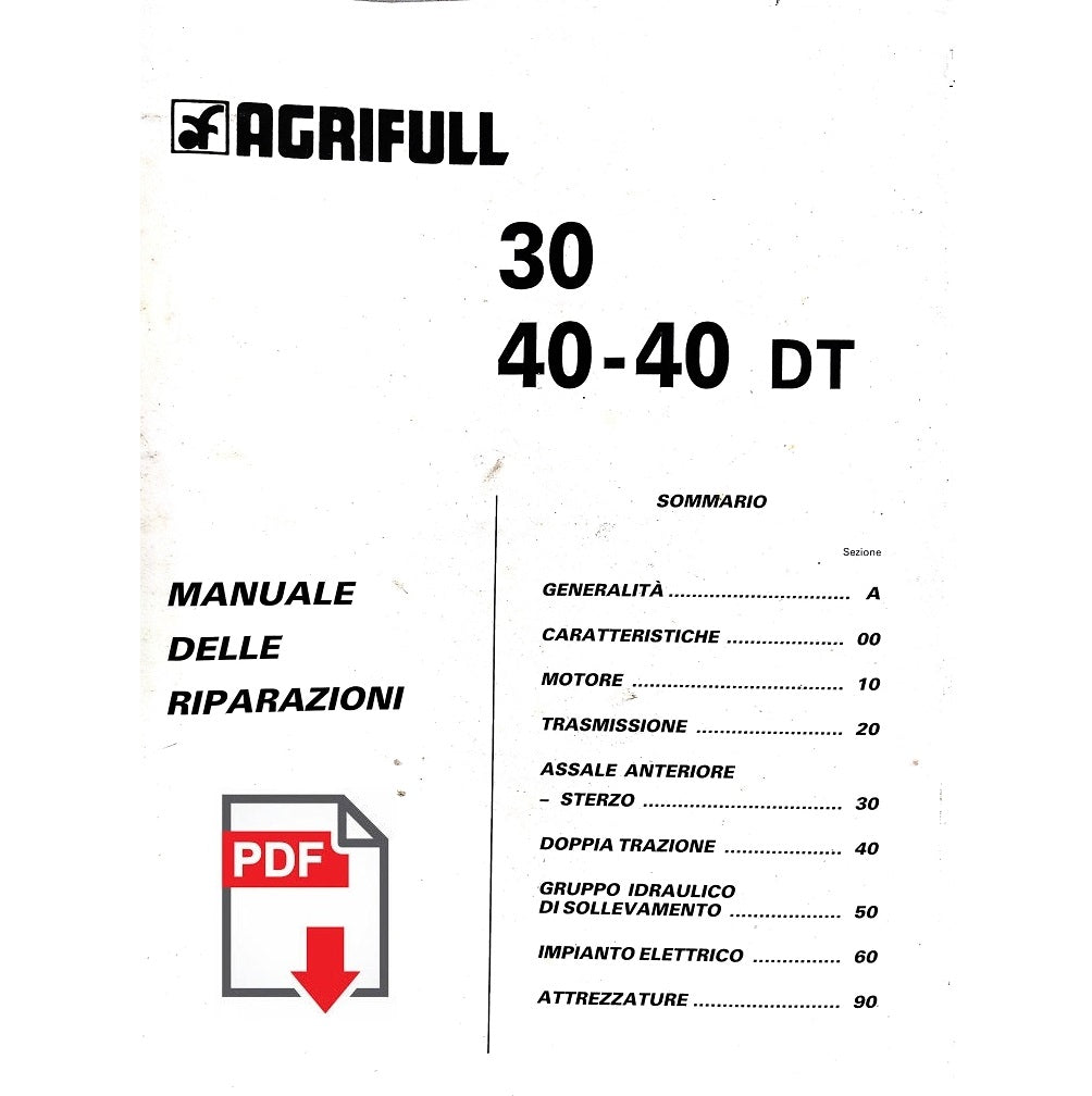 Trattore AGRIFULL 30 40 DT Manuale officina istruzioni riparazione assistenza ITALIANO