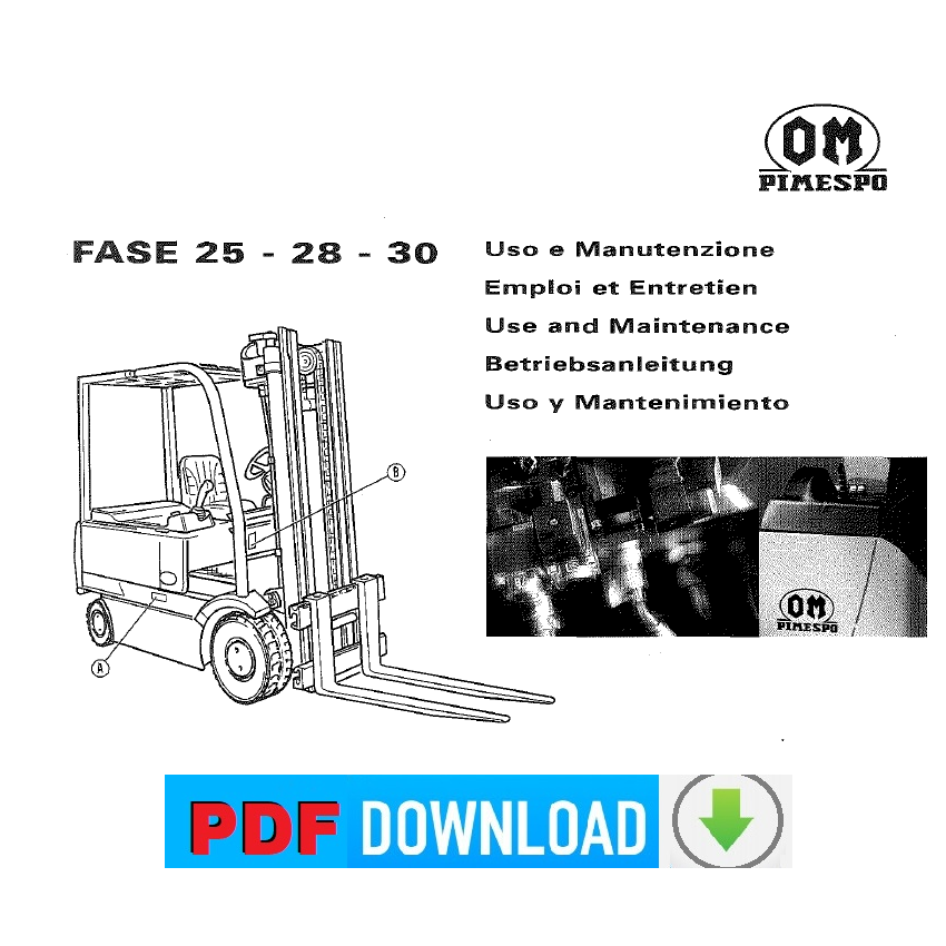 OM Pimespo Fase 25 28 30 Muletto Manuale uso manutenzione Libretto istruzioni Multilingua