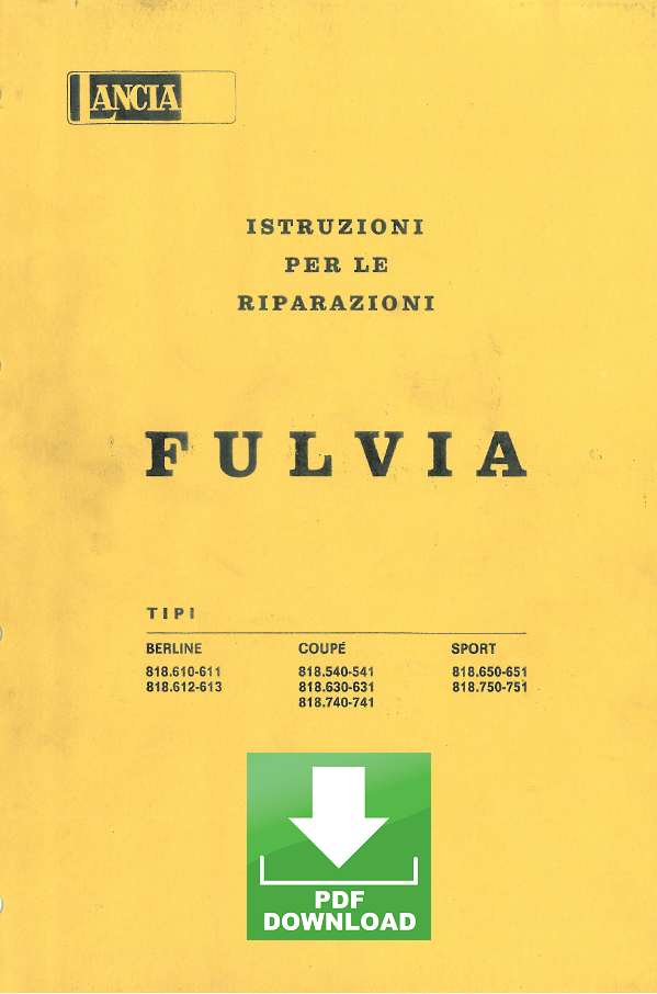 LANCIA Fulvia Berlina Coupè Sport Manuale officina Libretto istruzioni riparazione assistenza service