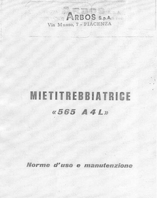 ARBOS 565 A4L Manuale uso manutenzione Libretto istruzioni pressa ITALIANO