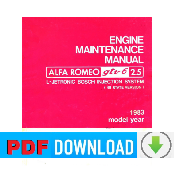 ALFA ROMEO GTV6 2.5 USA Manuale manutenzione motore officina Workshop service