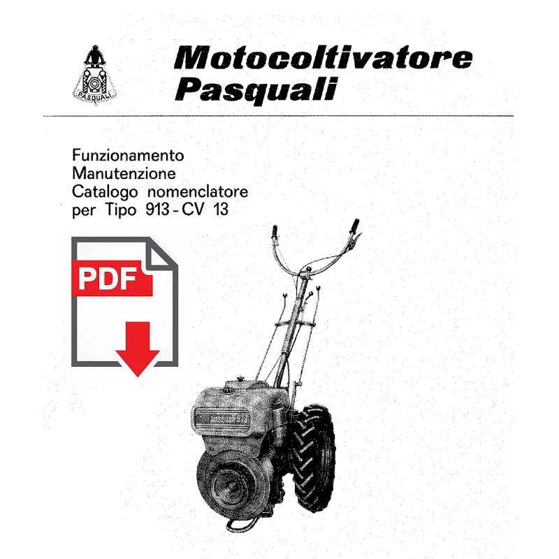 PASQUALI 913 Manuale Uso Manutenzione libretto istruzioni + catalogo ricambi ITA