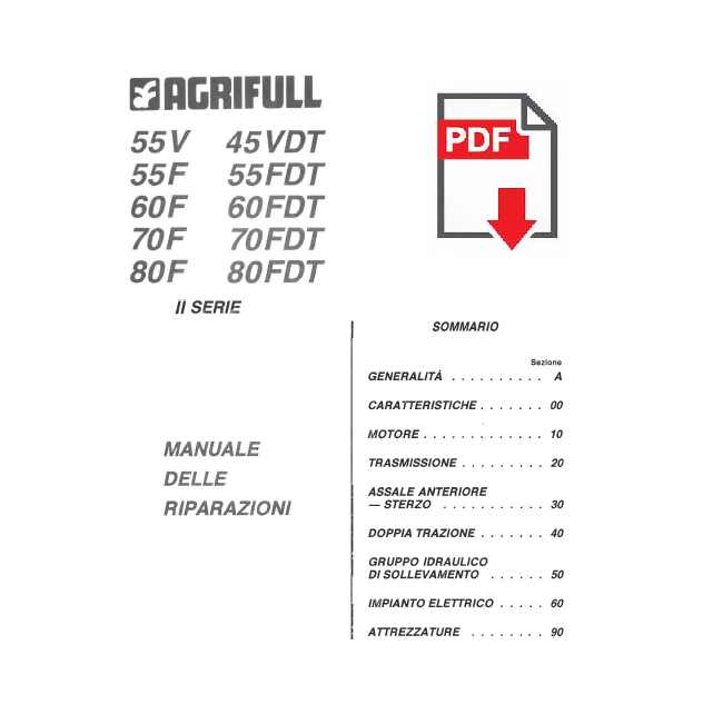 AGRIFULL 55F 55FDT Manuale officina istruzioni riparazioni assistenza trattore