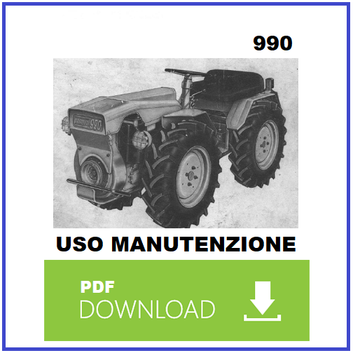 PASQUALI 990 Manuale uso manutenzione Libretto istruzioni trattore INGLESE