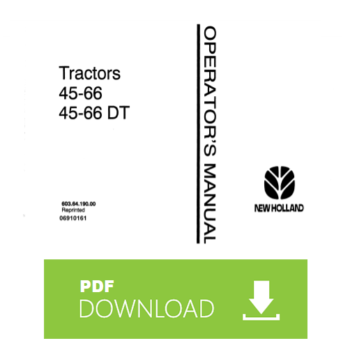 NEW HOLLAND 45-66 DT Manuale uso manutenzione libretto istruzioni trattore ENG