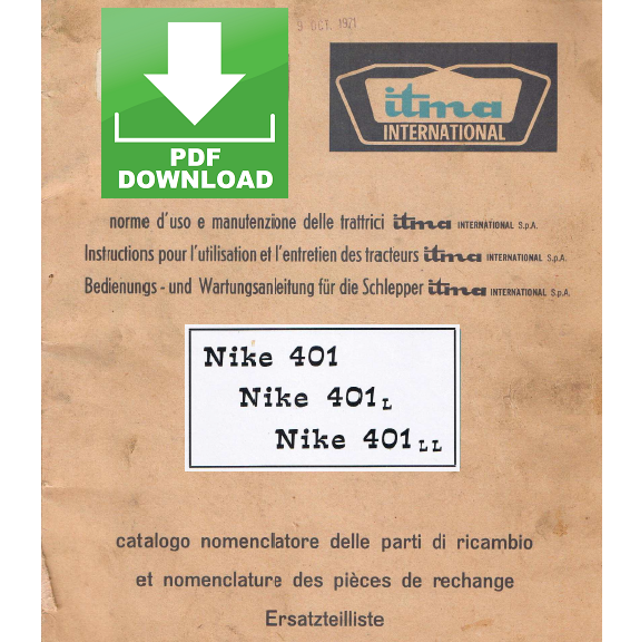ITMA Nike 401 401L 401LL Manuale uso manutenzione Libretto istruzioni + ricambi
