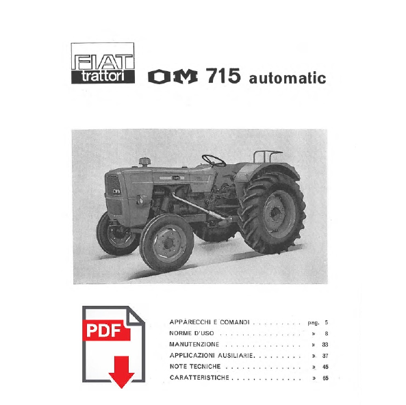 Trattore Fiat OM 715 Manuale uso e manutenzione Libretto Istruzioni ITALIANO