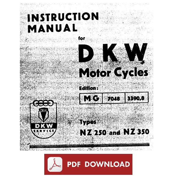 DKW Motor Cycles NZ250 NZ350 Owner's Use Maintenance handbook Instruction manual