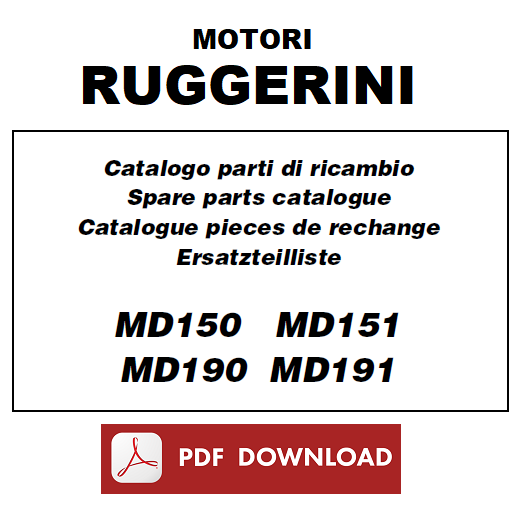 Ruggerini MD150 MD151 MD190 MD191 Catalogo ricambi Manuale parti esplosi motore