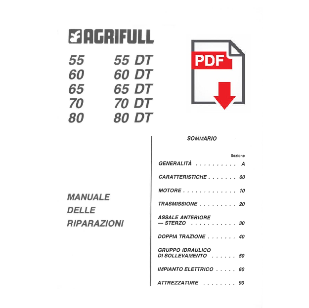 AGRIFULL 65 - 65 DT Manuale officina istruzioni riparazioni assistenza trattore