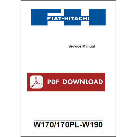 FIAT HITACHI W170 170PL W190 Manuale officina Istruzioni riparazioni INGLESE