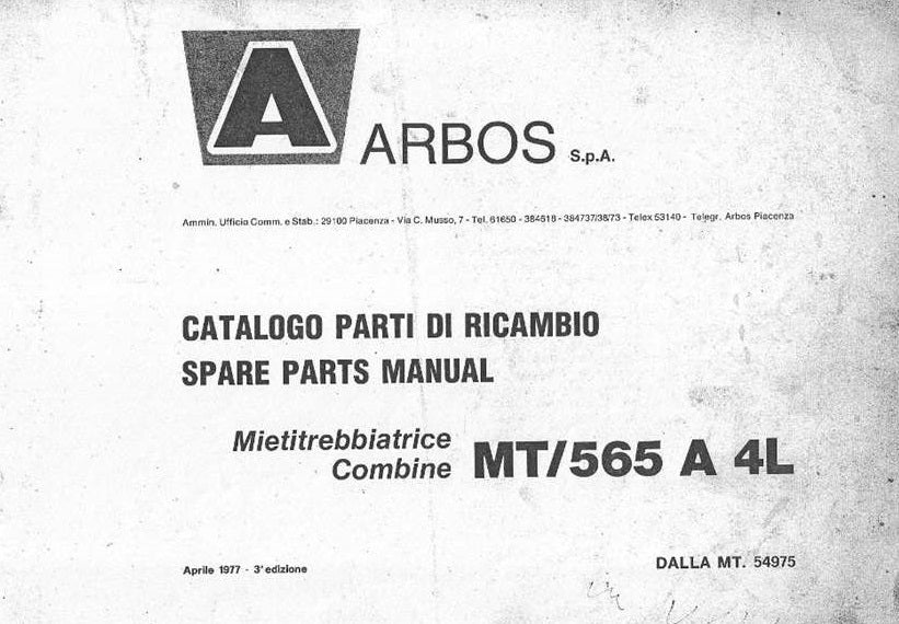 ARBOS 565 A4L Catalogo ricambi Manuale parti esplosi pressa ITALIANO