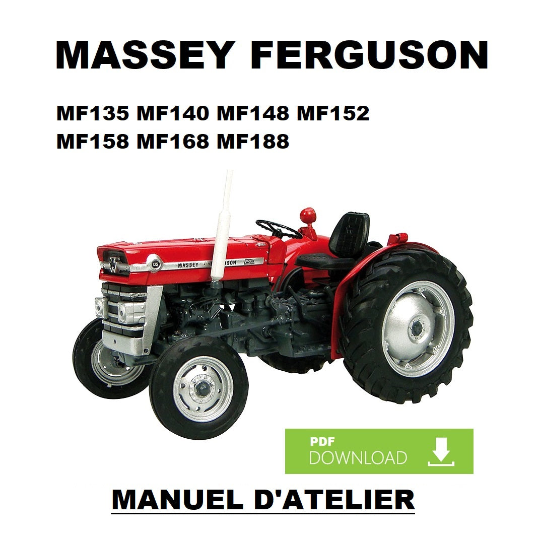 MASSEY Ferguson MF135 MF140 MF148 MF152 MF158 MF168 MF188 Manuel Atelier