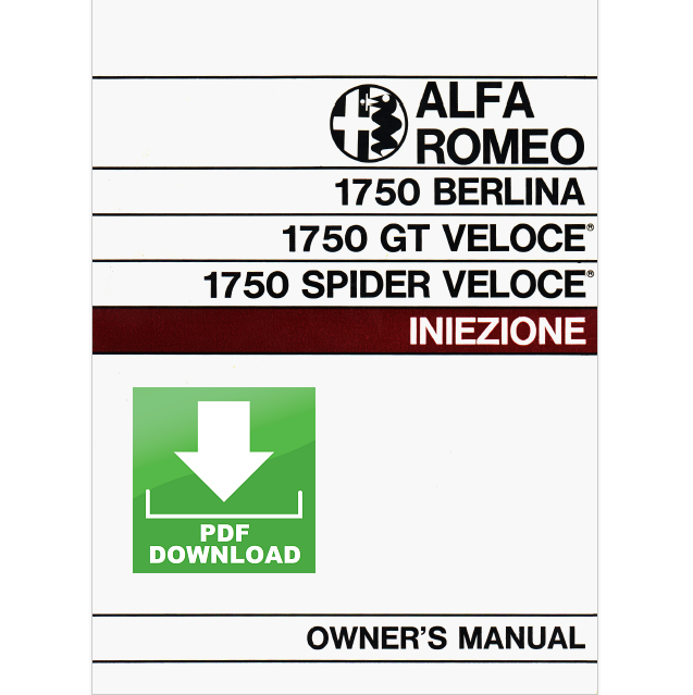 Alfa Romeo Spider 1750 GT Veloce Duetto Use maintenance Owner's user manual ENGLISH