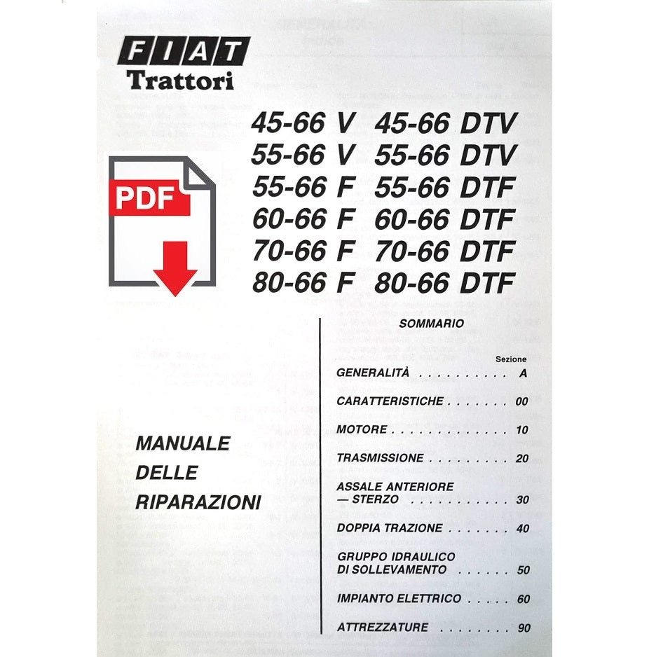 FIAT Fiatagri 45-66 55-66 V DTV 60-66 70-66 80-66 F DTF Manuale officina riparazione assistenza trattore ITALIANO