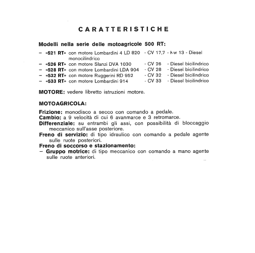 GOLDONI serie 500 RT 521 526 528 532 533 RT Manuale uso manutenzione Libretto istruzioni motoagricola