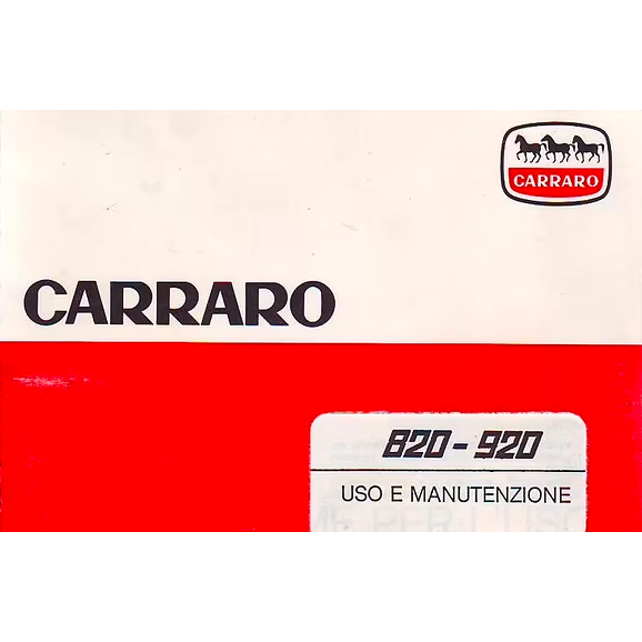 Carraro Agritalia 820 920 Manuale uso manutenzione Libretto istruzioni trattore ITALIANO