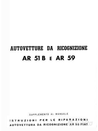 Fiat Campagnola AR51 AR55 AR59 AR51B Manuale officina Libretto istruzioni riparazione assistenza