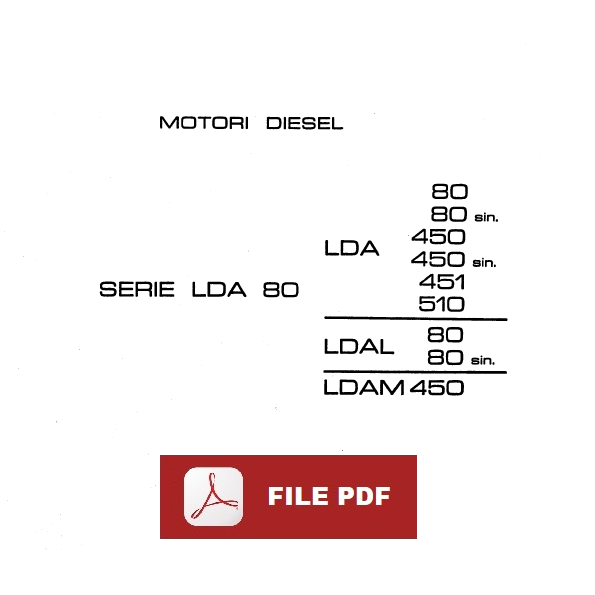 Lombardini LDA 80 450 451 510 LDAL LDAM motore diesel Catalogo ricambi manuale parti esplosi