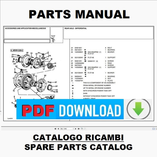 LANDINI REX 80 Tier 2 (2003-2008) Catalogo ricambi Manuale parti trattore SPARE PARTS