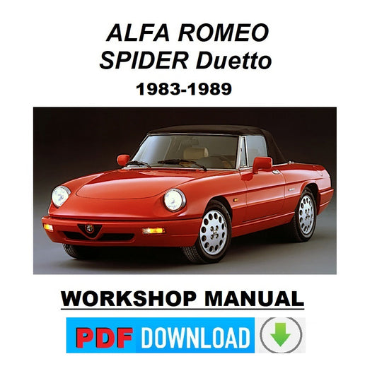 ALFA ROMEO SPIDER DUETTO 1983-1989 Workshop service manual repair instructions ENGLISH