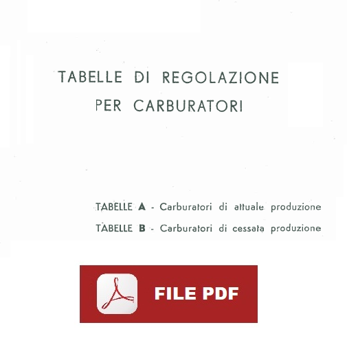 Tabelle di regolazione Carburatori Weber 1960-1973 manuale officina schede auto