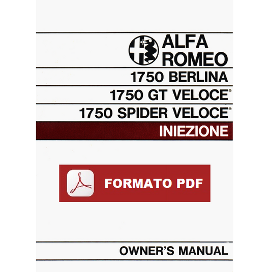 Alfa Romeo 1750 Berlina GT Veloce Spider Owner's Manual User Use & Maintenance