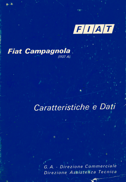 Fiat Campagnola 1107A (AR76) Manuale Caratteristiche e Dati per la riparazione e manutenzione