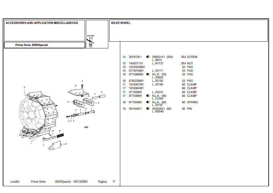 Trattore LANDINI 4000 Special Catalogo ricambi Manuale parti esplosi SPARE PARTS