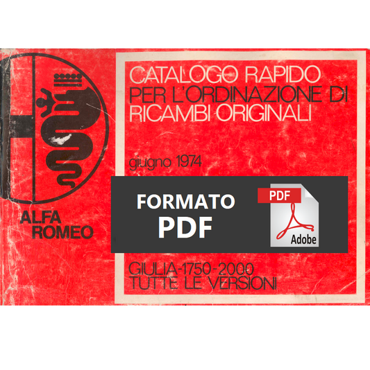 Alfa Romeo Giulia (1962-1977) 1300 1600 1750 2000 Catalogo ricambi Manuale parti esplosi ITALIANO