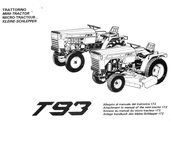 FERRARI T72 T93 Manuale uso e manutenzione Libretto istruzioni mini trattore Operator's manual