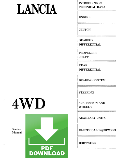 Lancia DELTA 4WD Prisma Workshop service manual repair Instructions CD ENGLISH