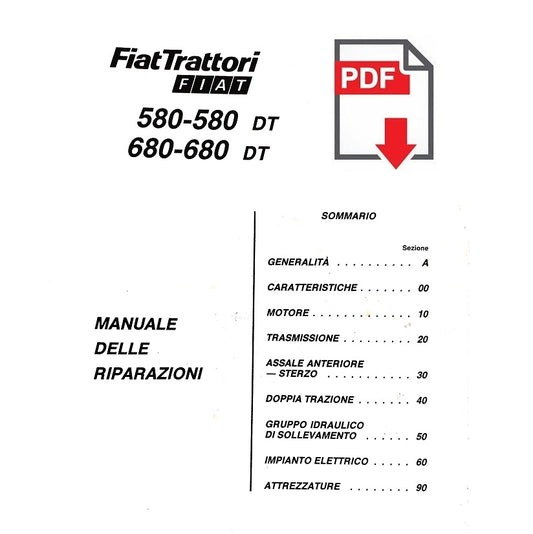 Trattore FIAT 580 680 e DT Manuale officina istruzioni riparazione assistenza ITALIANO