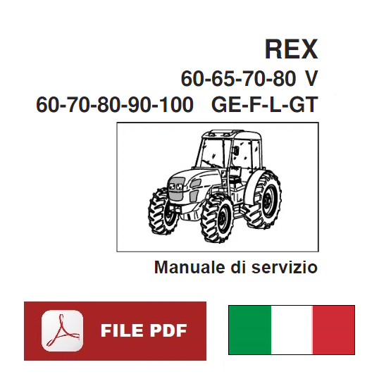 LANDINI REX 60 70 80 90 100 GE F L GT Manuale officina riparazione assistenza trattore ITALIANO