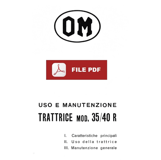 Trattore FIAT OM 35/40R Manuale uso manutenzione Libretto istruzioni ITALIANO