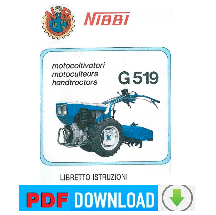 NIBBI G519 motocoltivatore Manuale uso manutenzione Libretto istruzioni ITALIANO