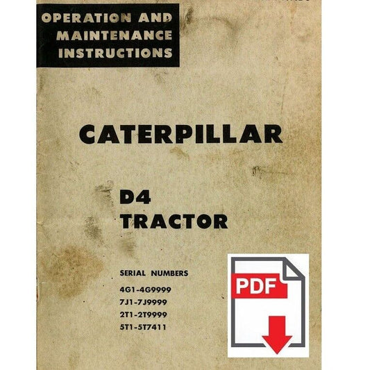 CAT Caterpillar D4 (6U 7U) Tractor Operators Manual Operation Maintenance User