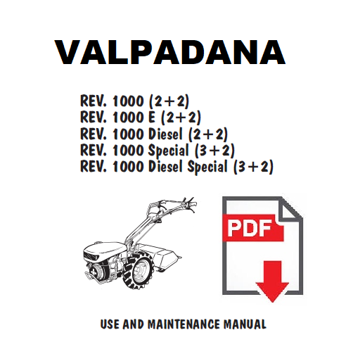 Valpadana REV 1000 Operations maintenance Owners manual User guide ENGLISH