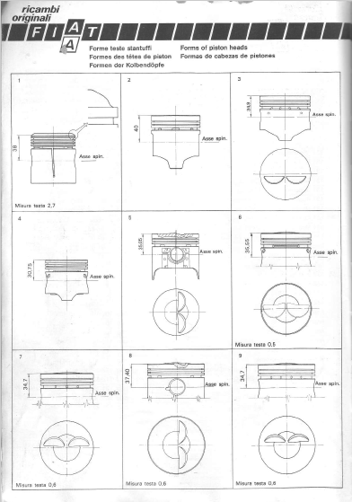 Catalogo ricambi FIAT rettifica motore Manuale parti esplosi Panda 4x4 127 Ritmo