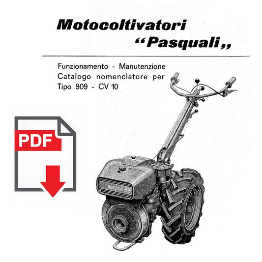 PASQUALI 909 Manuale Uso Manutenzione libretto istruzioni + catalogo ricambi