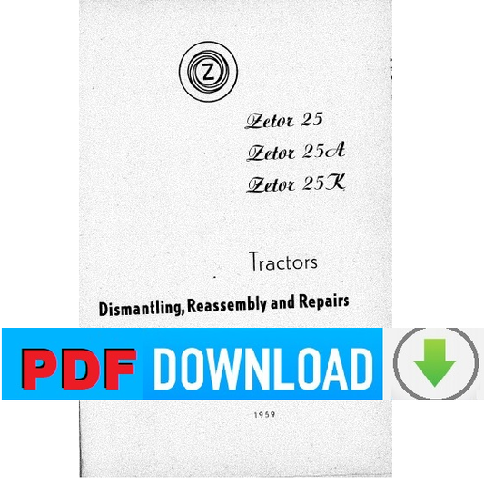 tractor ZETOR 25 25A 25K Workshop manual service repair instructions book 1959