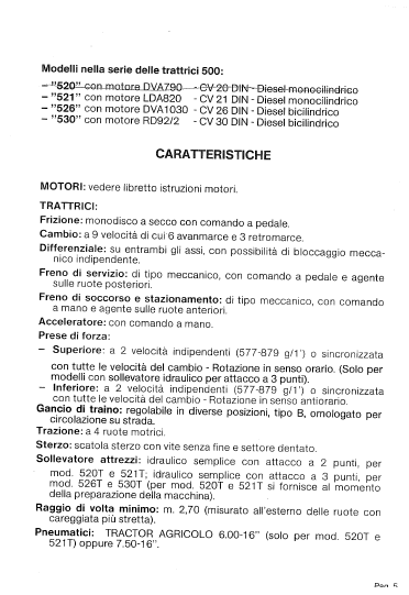 GOLDONI serie 500T Manuale Uso Manutenzione libretto istruzioni 520 521 526 530