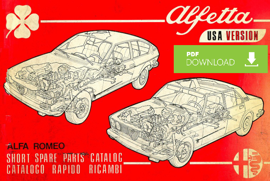 Alfa Romeo ALFETTA 2.0 USA Catalogo ricambi Manuale parti esplosi SPARE PARTS