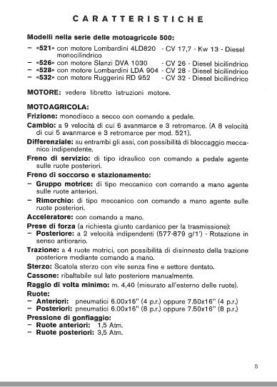 GOLDONI serie 500 Manuale Uso Manutenzione libretto istruzioni 521 526 528 532