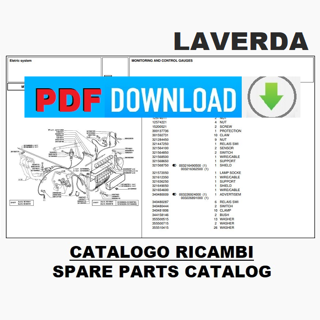 LAVERDA M303 Catalogo ricambi Manuale parti esplosi mietitrebbia SPARE PARTS