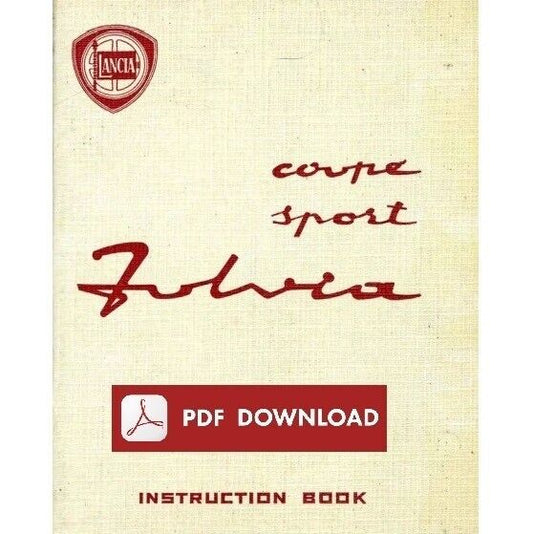 LANCIA FULVIA 1.2 Coupe Sport HF Owner's Instrunctions book User manual ENGLISH